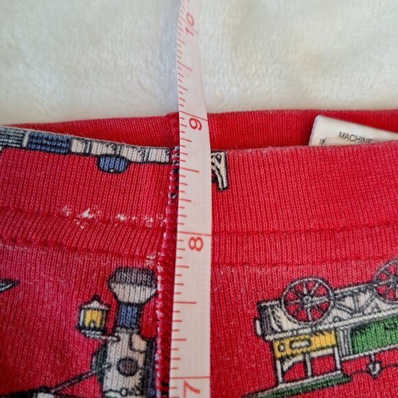 Hanna Andersson Size US 10‎ EU 140 Organic Cotton Long John Pajamas Red Trains - Picture 9 of 11